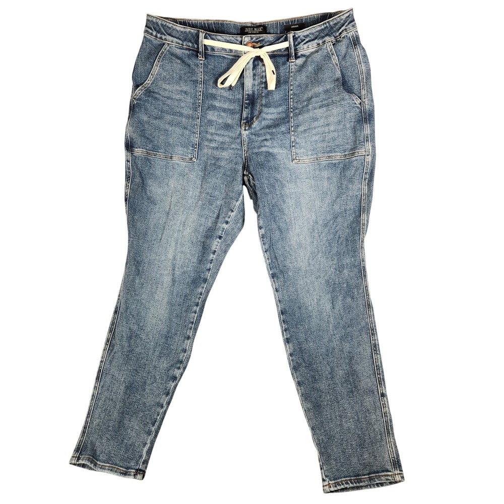 Judy Blue Jogger Jeans Womens 20W Blue Excellent High Waist Drawstring
